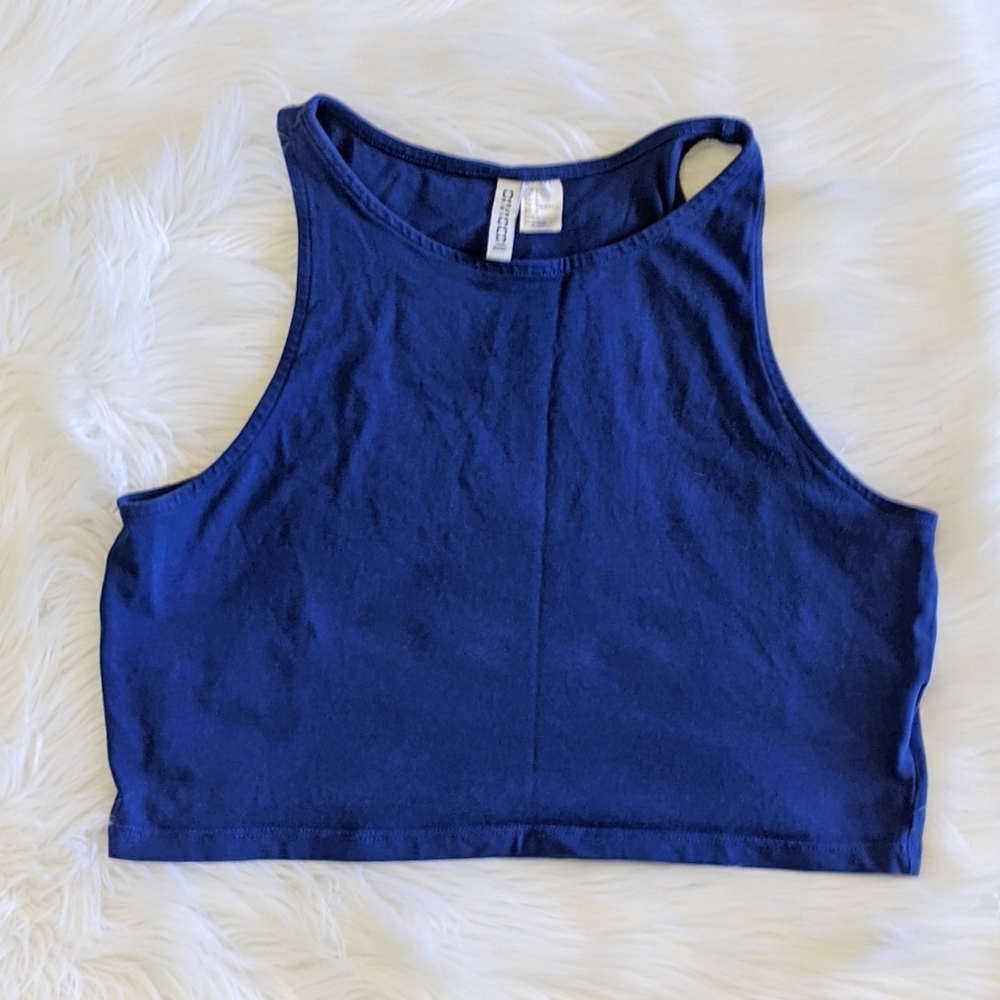Blue Sleeveless Crop Top